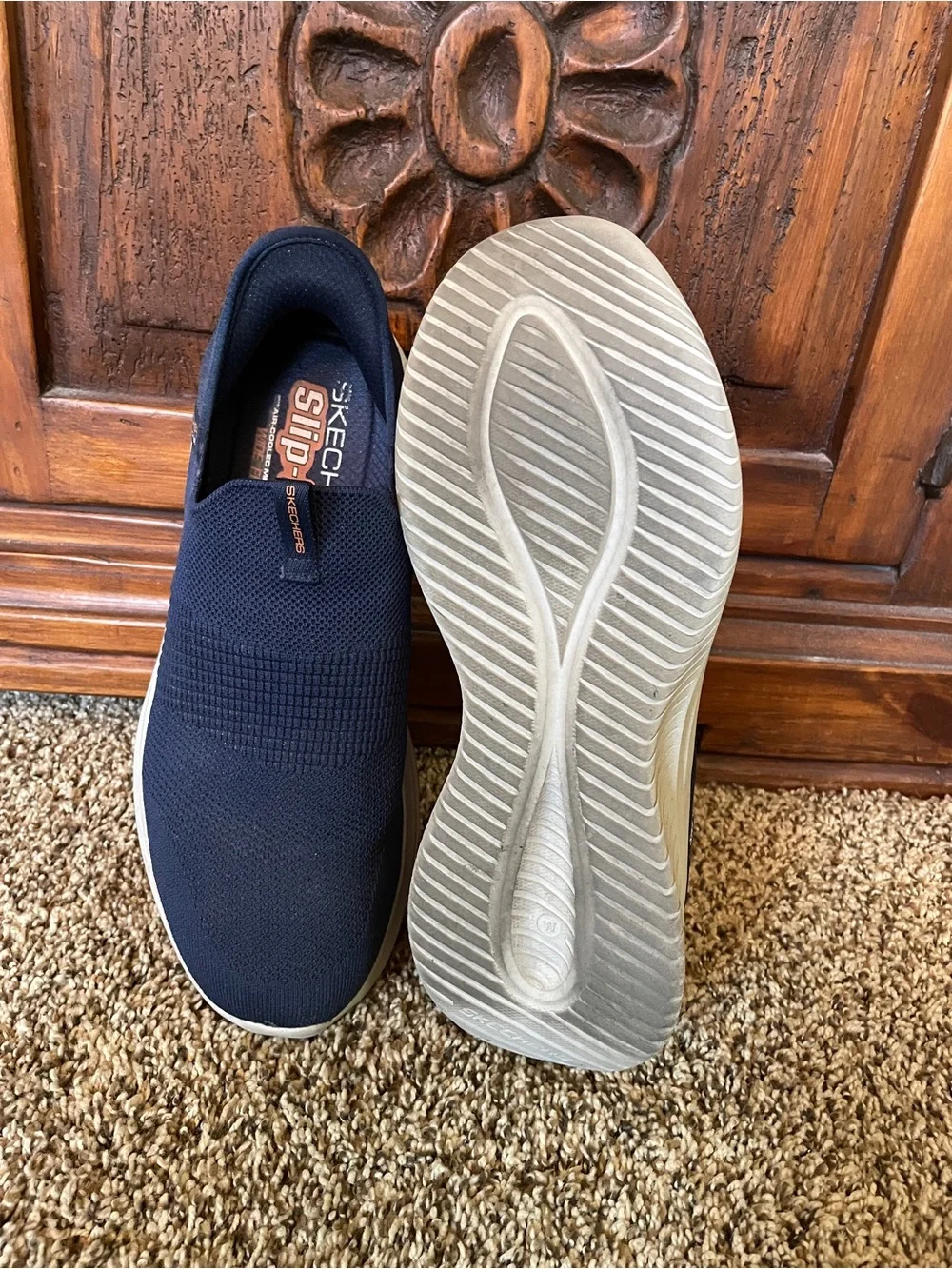 Skechers Navy Slip-On Men's Athletic Sneakers
